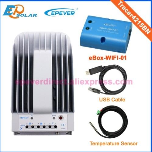12V pv solar panels 40A regulator Tracer4215BN USB connect PC cable Wifi eBOX wireless communication adapter battery 24V work