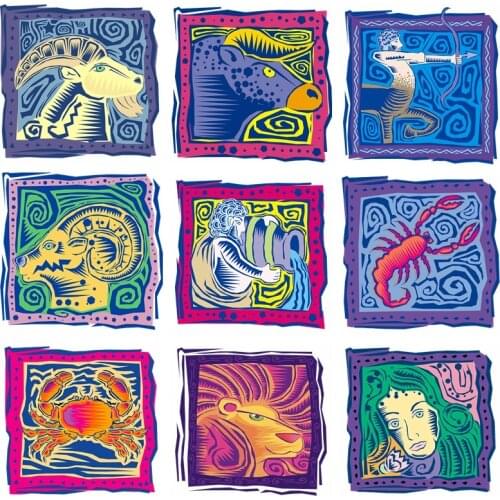 Constellation Oil Painting Heat Transfer Patches for Clothing Thermal Transfer to Cloth Stickers Heat Decoration Badges Applique