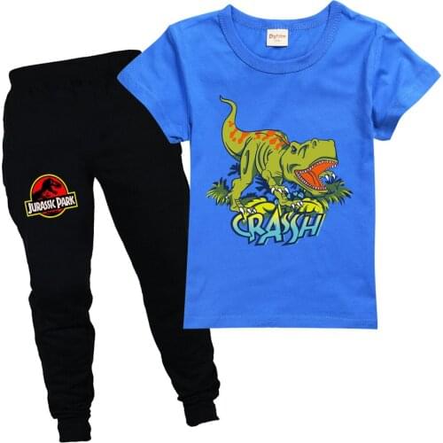 2-15Y Kids Girls Toddler Boys Clothing Spring Summer Fashion Hoodies Tracksuit Jurassic Park T-Shirt Children Sweatshirt Suit