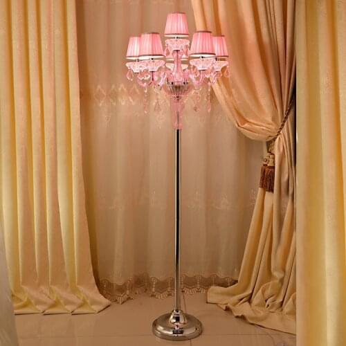 Wedding pink crystal Candlestick led Crystal Floor Lamp European home Party salon Living Room Restaurant E14 led red Floor Light
