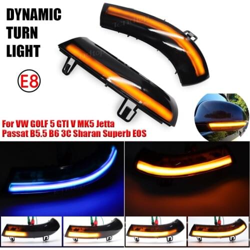 2pcs Dynamic Rear Mirror LED Turn Signal Light For VW GOLF 5 GTI V MK5 Jetta Passat B5.5 B6 Sharan Superb EOS Car Accessories