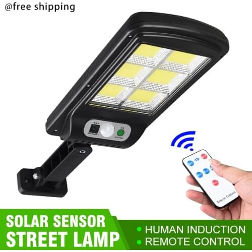 Solar Light Outdoors Remote Control COB Solar Light PIR Motion Sensor IP65 Outdoor Solar Wall Street Light For Garden Decor