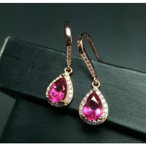 Natural red topaz gemstone dangling earrings for beauty jewelry fine ornament hook dangling earring natural gem girl party gift