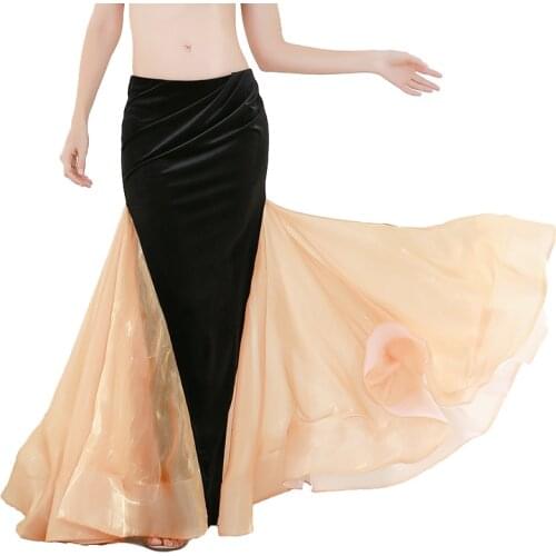 New Velvet mesh fishtail dance skirt Oriental belly dance costume dance wear women sexy mermaid belly dancing skirt dancer wear
