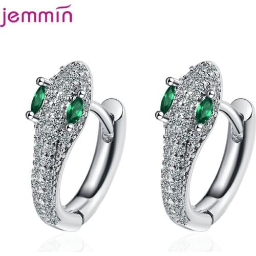 New Arrival Fashion Snake Crystal Hoop Earrings For Women Girls Party 925 Sterling Silver Trendy Jewelry Wholesale