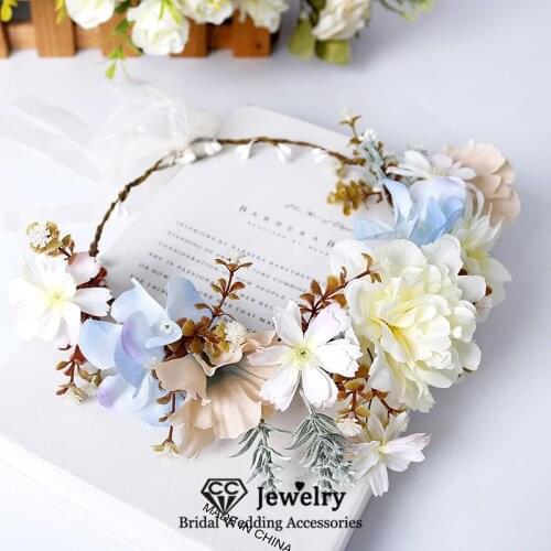 CC 100% Handmade Flower Hairband Women Accessories for Wedding Engagement Hair Ornaments Bridal Crown Trendy Floral Wreath 58399