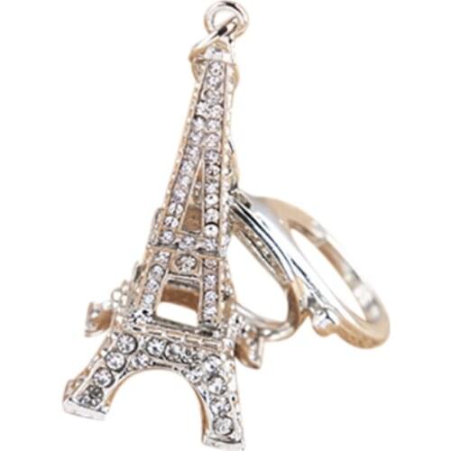 1Pcs 2 Colors Souvenirs Key Creative Rhinestone Eiffel Tower Keychain Purse Bag Key Rings Gifts Charm Pendant about 6.5*3.4cm