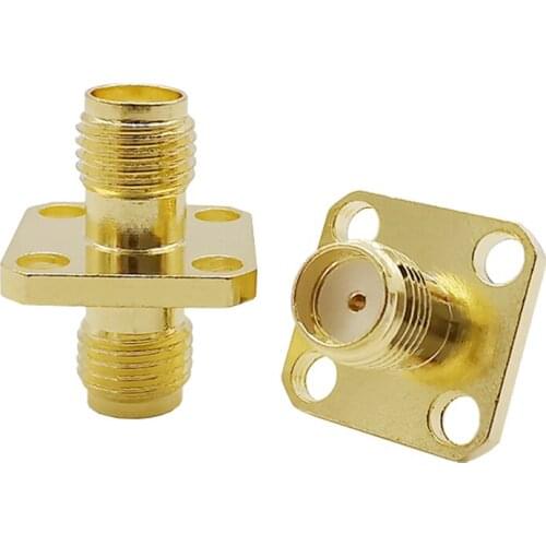 1PCS SMA Female to SMA Female Jack With 4 Holes Flange RF Coaxial Coax Adapter Double-pass SMA Female Four-hole Flange Connector