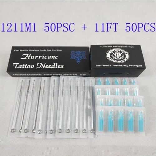 11M1+11FT) Tattoo Needles and Tubes Tips Mixed - Assorted Sterilize Tattoo Needles 11M1+11FT Disposable Tattoo Tips