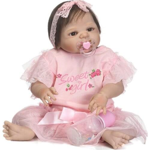 22" 55cm vivid Full Body Reborn Silicone baby dolls bebe alive lol toys reborn for children Birthday Gift Present Bathe Toy