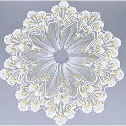 2Y 18CM Wide Lace Trim Wedding Dress White Gold Lace Fabric Table Cloth Decoration Girl Toy DressDIY Crafts