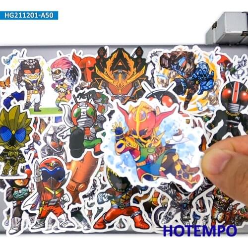 50pcs Cartoon Masked Hero Rider Q Style Mixed Pattern Decal Sticker Pack for DIY Stationery Phone Laptop Suitcase Anime Stickers