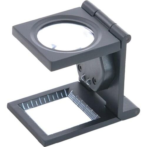 8X Folding magnifier with Scale and LED Light Table Lamp Loupe For Linen Tester Repairing