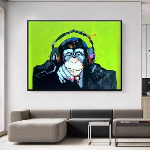 Free Shipping 100% Hand Painted Modern Abstract Lucky Monkey Oil Painting Wall Art Pictures On Canvas Home Decoration No Frame