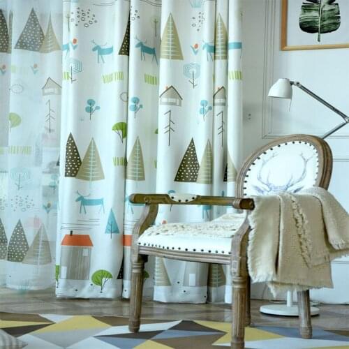 Free shipping Enviroment-friendly Cartoon Curtains Kids Finished Printed Small house Curtain Tulle Curtain Children