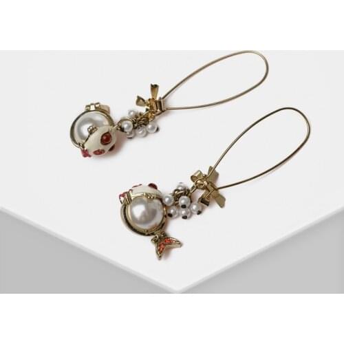 Amorita boutique Retro artificial pearl fish drop earrings