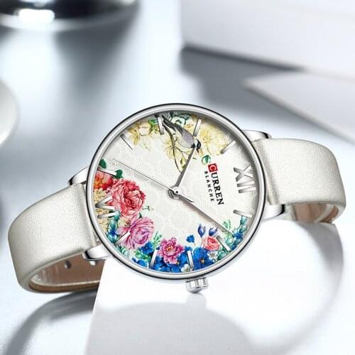 CURREN Women watches Dial Ladies Japanese Fashion Luxury Quartz Wristwatch Ultra-thin Leather Strap Waterproof Clock Reloj Mujer
