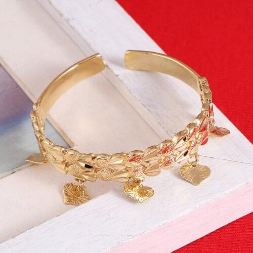 Kids Baby Boy Girl Jewelry Bangles Gold Color Kid Bangle & Bracelet Ethiopian Heart Jewelry For Children