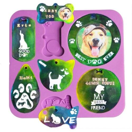DIY Crystal Epoxy Resin Mold Pet Anti-lost Tag Mold Meng Pet Bone Earring Keychain Silicone Mold