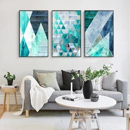 Geometric Turquoise Canvas Posters Abstract Art Canvas Prints Painting Nordic Wall Pictures for Living Room Home Decor Unframed