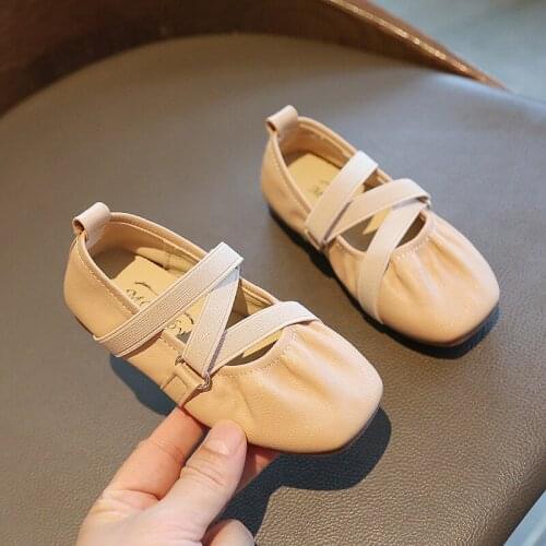 Girl Leather Shoes Spring New Kids Girls Princess Shoes Solid Color Childrens Single Shoes Toddler Sneakers E438