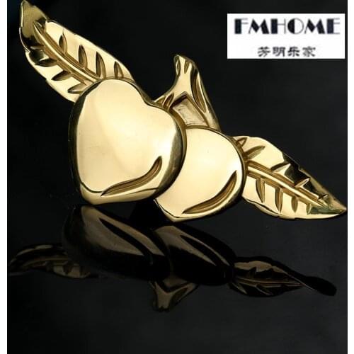 Creative solid yellow brass Love fruit furniture Decorative hardware handle gold drawer cabinet cupboard dresser knob copper