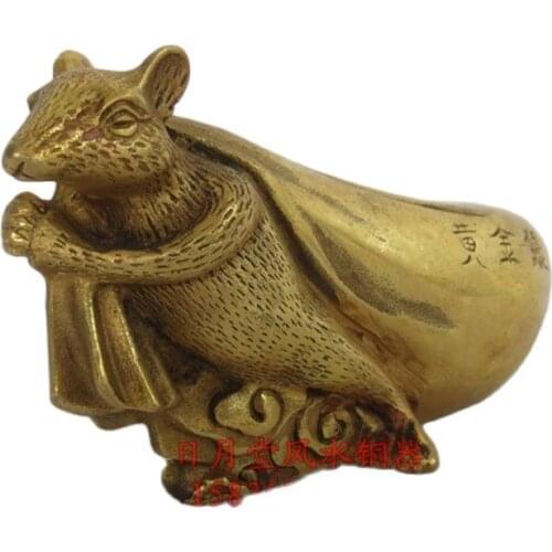 Rats pull gold bags, bronze rats, rats, mice, fortune, and Fengshui bronzes