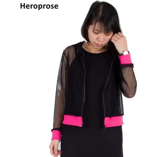 Women New Fashion Casual Zipper Long Sleeve Mesh Top Jacket Female With A Hood Coat Outwear For Girls