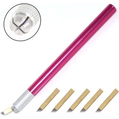 2017 hot sell professional permanent manual tattoo eyebrow microblading pen with 5pcs blades free shipping