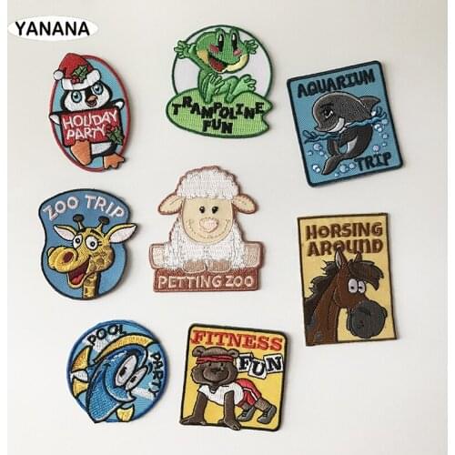 Small Animal World Giraffe penguin Frog Dolphin Lamb sheep pony Clothing Decoration Patch Iron on Clothing