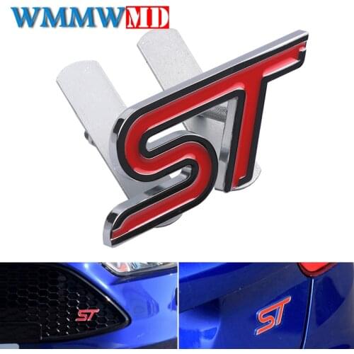 3D Metal Chrome ST Front Grille Sticker Car Head Grill Emblem Badge Chrome Sticker for FORD FIESTA FOCUS MONDEO Auto Car Styling