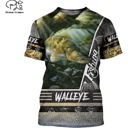 PLstar Cosmos WALLEYE FISHING 3D Printed Men women t shirt Vest Harajuku summer Short sleeve shirt Casual T-shirt tank top