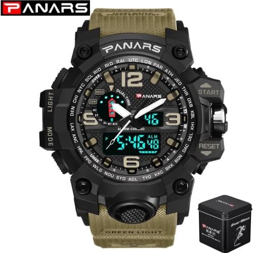 PANARS Men Military Watch 50m Waterproof Wristwatch LED Quartz Clock Sport Watch Male relogios masculino Sport S Shock Watch Men
