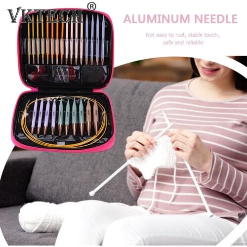 13 Pair Crochet Hook Knitting Needles Set with Case DIY Craft Sewing Kits Stitches Tools for Weaving Sewing Crafts