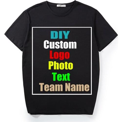 Customize your picture LOGO summer short-sleeved solid color plus fat plus size T-shirt loose mens clothing