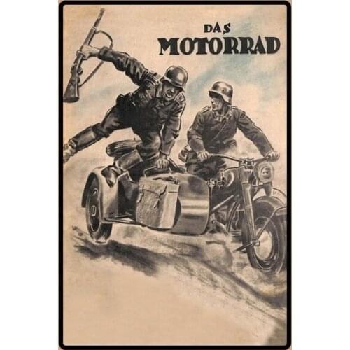The Motorcycle German Kradmelder Soldiers Blechschild Shield Tin Sign