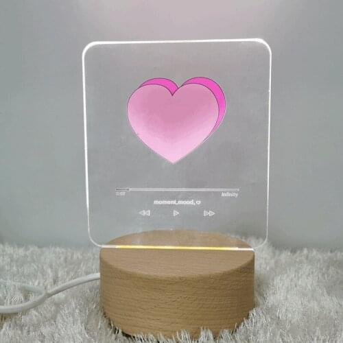 3D night lights kawayi Creative ins hearts player girls warm romantic holiday gifts custom lights warm white 3 colors acrylic