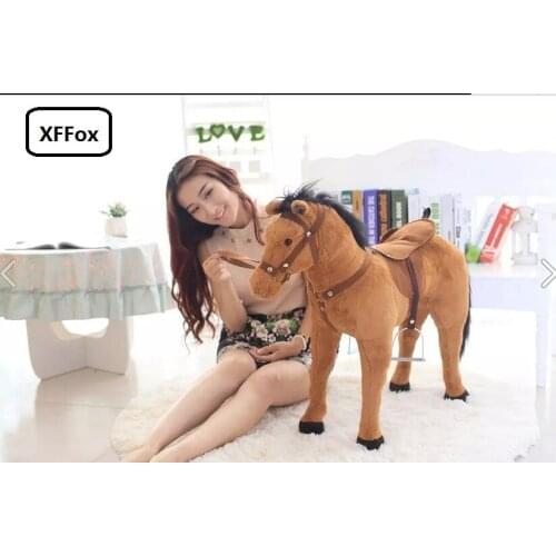New plush real life horse toy simulation big brown horse doll birthday gift about 90x53cm xf0931