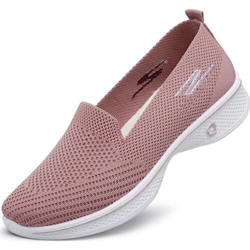 2021 New Ladies Casual Shoes Flying Woven Mesh Casual Fashion Breathable Soft Sole Comfortable Walking Shoes Old Shoes