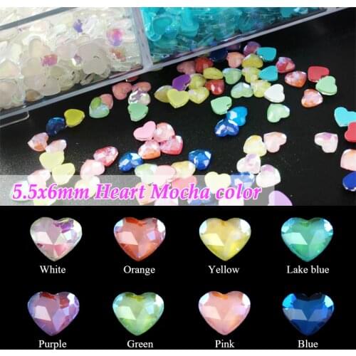 New Nail Rhinestones Mocha heart shaped 5.5x6mm Nail Art Decoration Crystal stone for 3D nail decoration Accessories