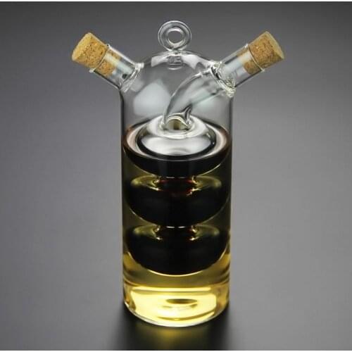 Transparent Glass Oil Bottle Vinegar Sauce Container Creative Double Layer Glass Spice Leak-proof Oil Vinegar Sauce Storage