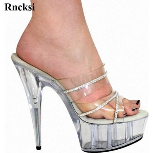 Rncksi New Crystal Bride Wedding Shoes Performance Slippers 15 High-Heeled Women Shoes 6 Inch Party Special Stripper Shoes