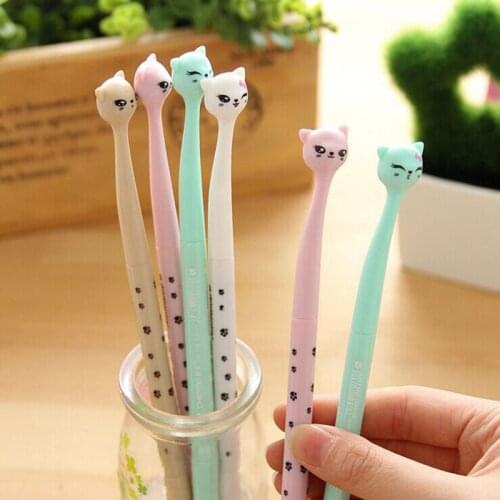 1 pack of gel pen plastic candy color bow cat gel ink pen school office household stationery promotion cute gel pen
