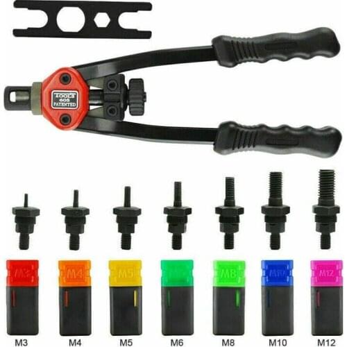 Hand Threaded Rivet Nuts Guns with Nuts 605 606 Double Insert Manual Riveter Riveting Rivnut Tool for M3/M4/M5/M6/M8/ Nut