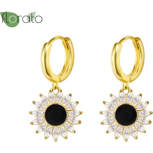 Hoop Earrings Women 925 Silver Ear Buckle Jewelry Black Zircon Pendant Rhinestone Earrings Birthday Party Custom Gift Sisters