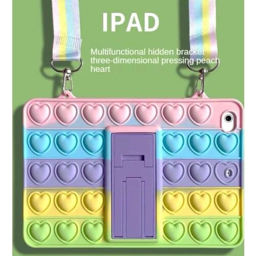 Pop Push It Bubble Silicone Case for IPad 10.2 Inch Air4 MINI4 Cover Protective Case Anti-fall Relive Stress Handle Case Stand