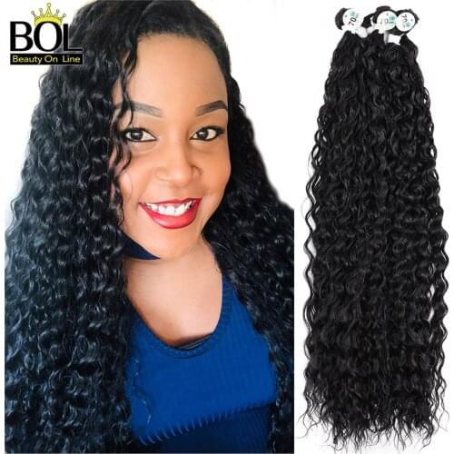 BOL Ombre Synthetic Hair Bundles Kinky Curly Heat Resistant Hair Extensions Brown Dark Roots 24" 26" 28"300g 9pcs/lot