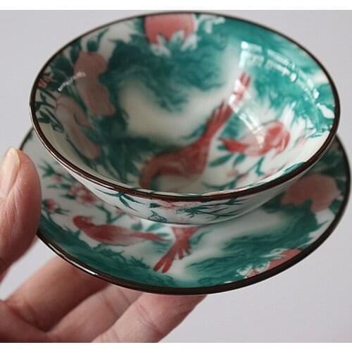 Ancient porcelain tea cup with dish suits flower afternoon tea cup plate set