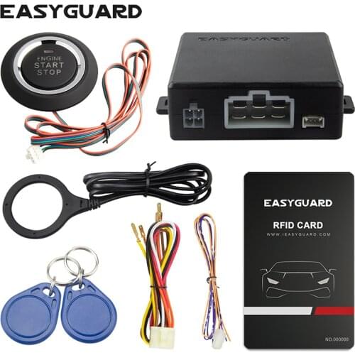 Universal RFID car alarm system with smart push start button and Transponder Immobilizer keyless entry system