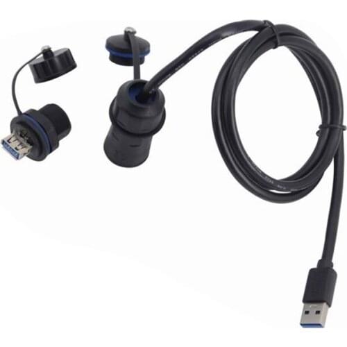 USB 3.0 Waterproof Extension Cable IP68 , Industrial Standard Type A Female to Female Socket Plug Connector with Dustproof Cap